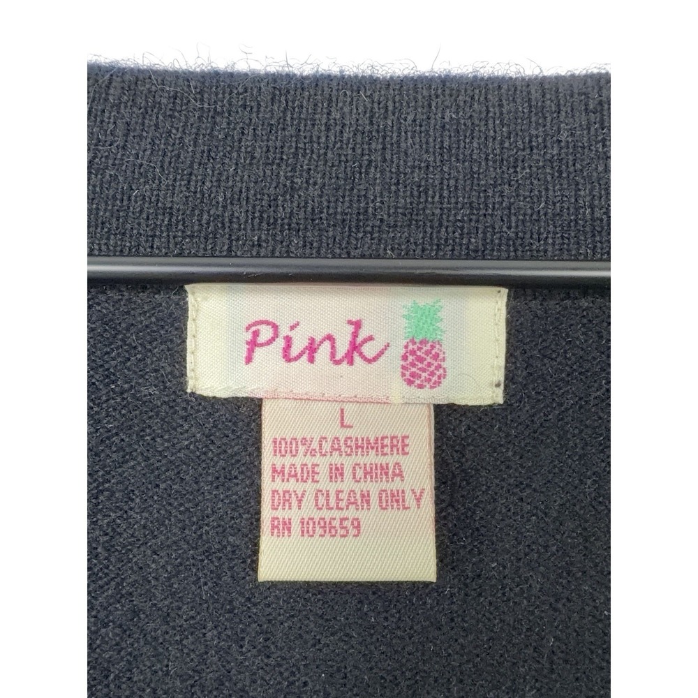 Pink Pineapple Women Black 100% Cashmere Bell Sleeve Scoop Neck Sweater Dress L - Picture 5 of 7